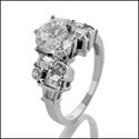Engagement 1.5 Ct . Round Center Baguette Ct Small round Cubic Zirconia Cz Ring