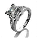 Engagement Princess 1.5 Ct Center Pave Cubic Zirconia Cz Ring