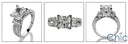 Engagement 2 Ct Princess 4 Prong Tiffany Cubic Zirconia Cz Ring
