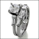 Matching Set 0.5 Asscher Center Tapered Baguettes Cubic Zirconia Cz Ring