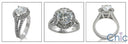 Engagement CZ Round 2 Ct Center Halo Pave Cubic Zirconia 14K White Gold Ring