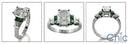 Engagement 1.5 Radiant Center Emerald Green Princess Cubic Zirconia Cz Ring