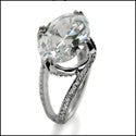 5.5 Oval CZ Split Style Mounting 14K White Gold Engagement Ring