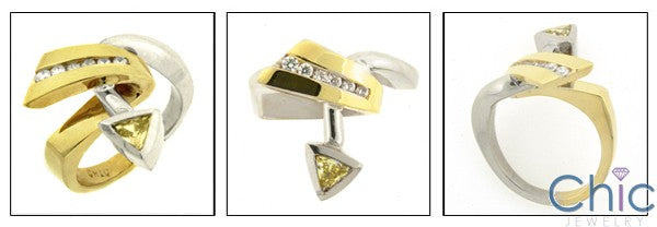 Fine Jewelry Canary Triangle Two Tone Cubic Zirconia Cz Ring