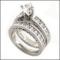 Matching Set 2.2 TCW Round ring Wedding Cubic Zirconia Cz Ring