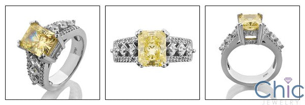 Anniversary Canary Yellow Radiant 3 Ct Cubic Zirconia Cz Ring