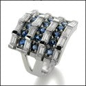 Fine Jewelry 2.8 TCW Baguettes Round Sapphire Cubic Zirconia 14K White Gold Ring