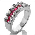 Anniversary 1.25 Ruby Princess Diamond Baguette Cubic Zirconia Cz Ring
