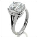 Solitaire Round Cushion 3 Ct Single Stone Cubic Zirconia 14K White Gold Ring