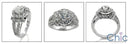 Engagement 1 Ct Round Cubic Zirconia Center Crown Design All Pave 14K White Gold Ring
