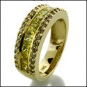 Wedding Canary Princess Channel Yellow Gold Cubic Zirconia CZ Band