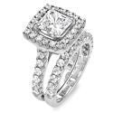 Matching Set 1.5 Princess Center Pave Fitted Wedding Cubic Zirconia Cz Ring