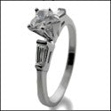 Engagement .50 Heart Shape Channel Baguettes Cubic Zirconia Cz Ring