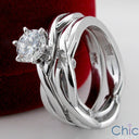 Solitaire .85 Ct Round Center Infinity Style Cubic Zirconia 14k White Gold Ring