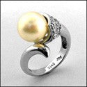 Anniversary Pearl Set Cubic Zirconia Cz Ring
