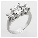 1.25 Princess High Quality Cubic Zirconia 3 Stone Ring 14K White Past Present Future