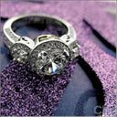 Estate 2 Ct Round Center Antique Style Cubic Zirconia Cz Ring