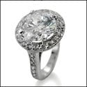 Round 4 Ct Center Cubic Zirconia Halo Pave Halo Cz Set 14K White Gold Ring