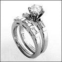 Matching Set Round Center Channel Baguettes Cubic Zirconia Cz Ring