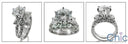Engraved Shank 2.5 Round Cubic Zirconia Center Engagement Ring With Matching CZ Band 14K W Gold