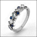 Engagement Sapphire Round Diamond Baguettes Cubic Zirconia Cz Ring