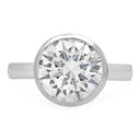 Solitaire 3.5 Ct Round Cubic Zirconia Bezel Tiffany Engagement Ring In 14K White Gold