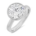 Solitaire 3.5 Ct Round Cubic Zirconia Bezel Tiffany Engagement Ring In 14K White Gold