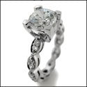 2 Ct Round Center Eternity Band Cubic Zirconia Engagement 14k White Gold Ring