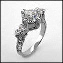 Anniversary Round 1.5 Ct Center Triangle d Pave Set Stone Cubic Zirconia Cz Ring