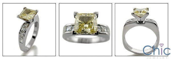 Engagement 2 Ct Canary Princess Center Channel Cubic Zirconia Cz Ring