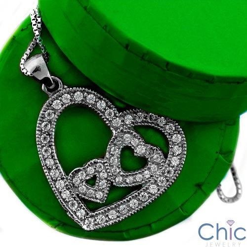 Cubic Zirconia Cz Two Hearts as One Pendant