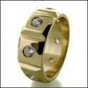 Mens 10MM Wide Round Bezel Cubic Zirconia CZ Wedding Band