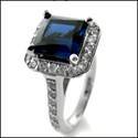 1.5 Sapphire Princess Center Cubic Zirconia Anniverary 14K White Gold Ring