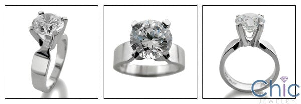 Solitaire 2.5 Round 4 Prong Setting Flat Shank Cubic Zirconia Cz Ring