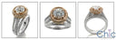 Cubic Zirconia Two Tone Rose Gold Matching Engagament Set 1 Ct Round Center Rose Pave Cz 14k White Gold Ring