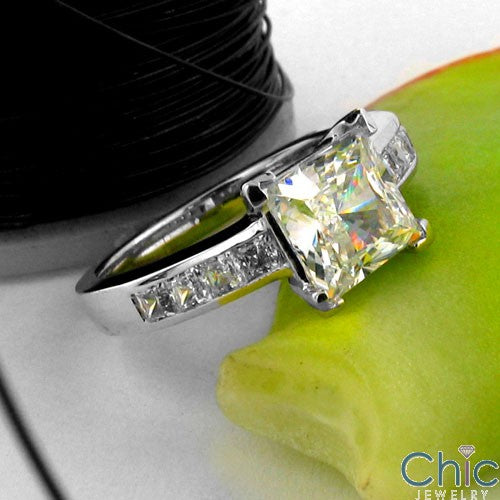 Engagement 1.25 Princess Cenrter Channel Cubic Zirconia Cz Ring