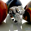 Anniversary Oval 3 Ct Cneter Pave Cubic Zirconia Cz Ring