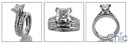 Matching Set 1.5 Princess Round Channel Cubic Zirconia Cz Ring