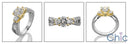 Two Tone Solid Gold Engagement Ring Cubic Zirconia 1 Carat Round Stone Center Smaller CZ Side Stones Pave