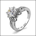 Engagement One Ct a half Ct Round Center CZ pave Cubic Zirconia Cz Ring