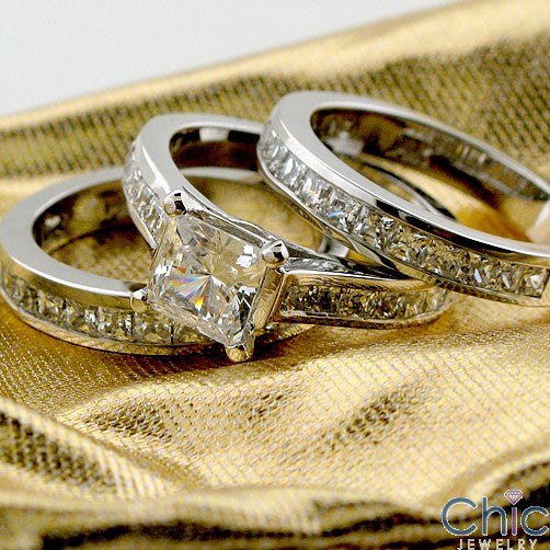 Engagement 1 Ct Princess Center Channel Princess Cubic Zirconia Cz Ring