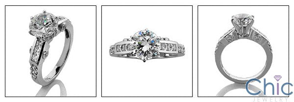 Engagement 2 Ct Round Center Channel Princess Cubic Zirconia Cz Ring