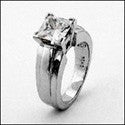 Solitaire 1.5 Ct Princess Square Center Cubic Zirconia Cz Ring