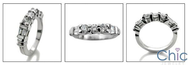 Wedding Round baguettes Channel Ct Prong Cubic Zirconia CZ Band 