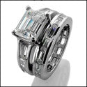 Matching Set 1 Ct Emerald Channel Baguettes Eternity Cubic Zirconia Cz Ring