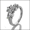 Engagement Round Center 1 Ct Channeled Baguettes Ct Round Cubic Zirconia Cz Ring