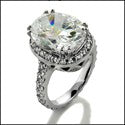 Oval 3 Carat  Cubic Zirconia Center Eternity Style Engagement 14K White Gold Ring