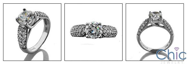Engagement 1.25 Round Center Lucida Style Pave Cubic Zirconia Cz Ring