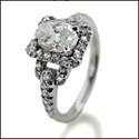 1 Carat Oval in Halo Cubic Zirconia Halo Pave 14K White Gold Ring