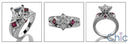 Engagement 1.25 Princess Diamond CZ Ruby Bezel Cubic Zirconia Cz Ring